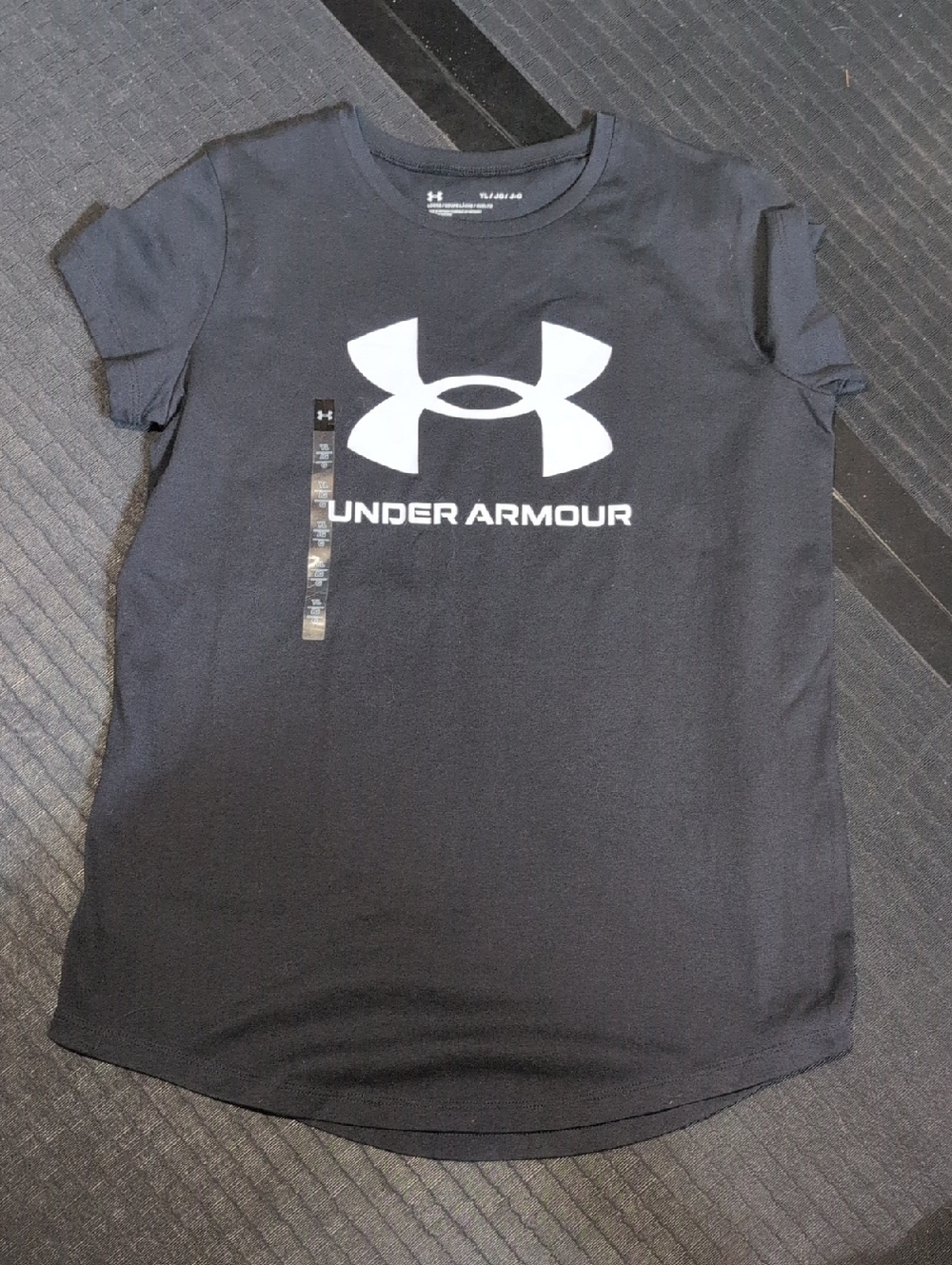 Under Armour Girls Black Tee with White Logo